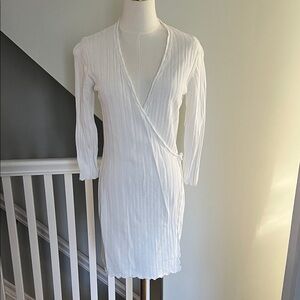 French Connection White Wrap Knit Dress